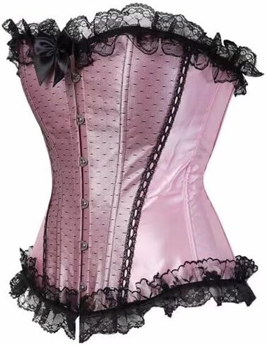 jutrisujo Overbust Corsets and Bustiers Lingerie for Women Striped Plus Size Zipper Sexy Gothic Office, 5802 Black, S(For Waist 24-25inch) in Kuwait