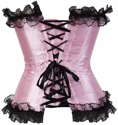 jutrisujo Overbust Corsets and Bustiers Lingerie for Women Striped Plus Size Zipper Sexy Gothic Office, 5802 Black, S(For Waist 24-25inch) in Kuwait