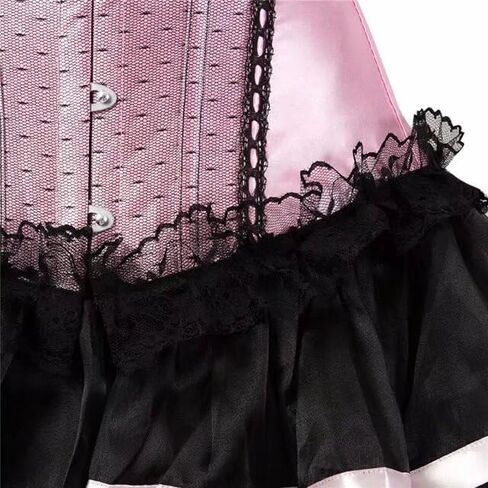 jutrisujo Overbust Corsets and Bustiers Lingerie for Women Striped Plus Size Zipper Sexy Gothic Office, 5802 Black, S(For Waist 24-25inch) in Kuwait