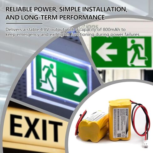 (عبوتان) بطارية بديلة 4.8 فولت 700 مللي أمبير في الساعة BL93NC487 Ni-CD لـ Emergi-Lite BL93NC487، Exit Light Co BAA-48R BAA48R، Interstate NIC0186، Dantona Custom-43 Custom43، OSI OSA-126 OSA126 BL93NC484 BL93NC485 in Saudi Arabia