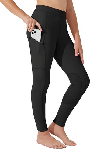 Willit Girls Horse Riding Pants Tights Kids Equestrian Breeches Knee-Patch Youth Schooling Tights Zipper Pockets in Kuwait