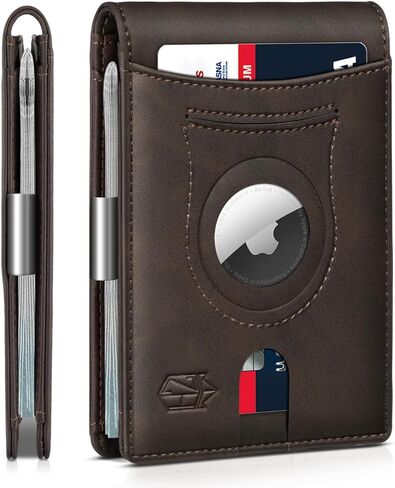 Zitahli Men's Wallets Airtag Holder Slim Rfid Leather with Gift Box in Kuwait