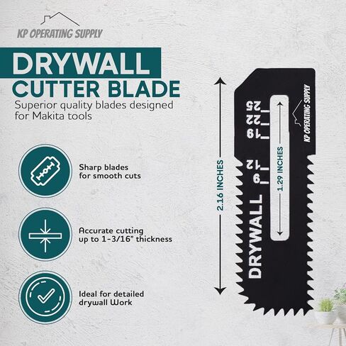 5 Pack Drywall Cutter Saw Blades for Makita - High Carbon Steel Cordless Cut Out Saw Blades - Cuts Drywall up to 1-3/16" Thick - by KP Operating Supply in Saudi Arabia