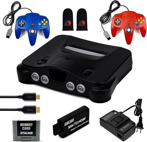 Nintendo 64 Console Premium مع 2 وحدات تحكم ، بطاقة ذاكرة 256 كيلو بايت ، كابل HDMI (متجدد) in Saudi Arabia