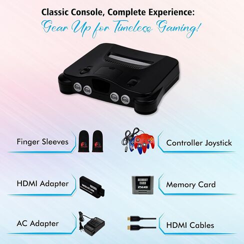 Nintendo 64 Console Premium مع 2 وحدات تحكم ، بطاقة ذاكرة 256 كيلو بايت ، كابل HDMI (متجدد) in Saudi Arabia