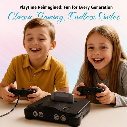 Nintendo 64 Console Premium مع 2 وحدات تحكم ، بطاقة ذاكرة 256 كيلو بايت ، كابل HDMI (متجدد) in Saudi Arabia