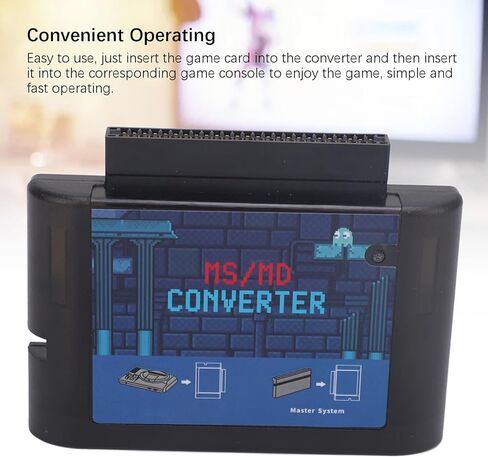 Zopsc MS to MD Game Card Converter, MS to MD Adapter for Retron 5 3 2 for Mega Drive for Genesis, Game Video Cassette Converter (Black Transparent) in Saudi Arabia