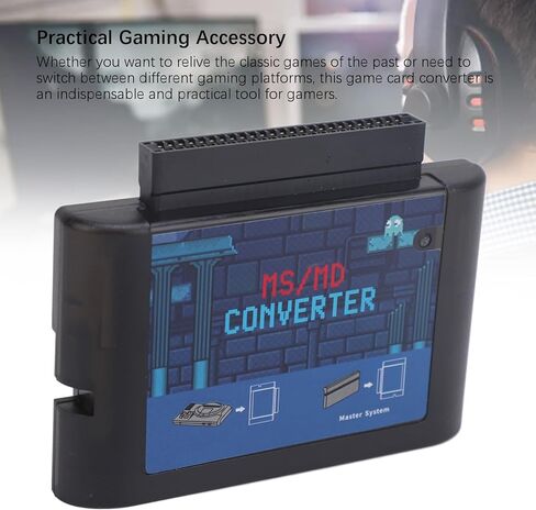Zopsc MS to MD Game Card Converter, MS to MD Adapter for Retron 5 3 2 for Mega Drive for Genesis, Game Video Cassette Converter (Black Transparent) in Saudi Arabia