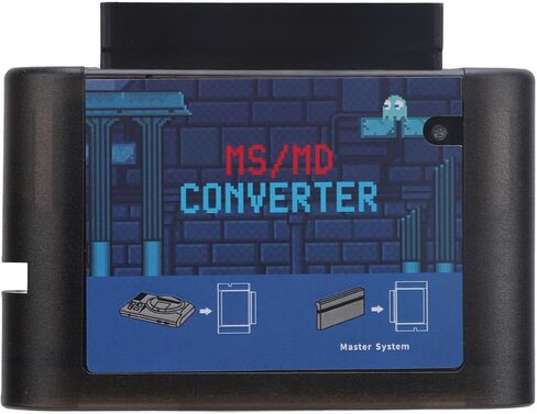 Zopsc MS to MD Game Card Converter, MS to MD Adapter for Retron 5 3 2 for Mega Drive for Genesis, Game Video Cassette Converter (Black Transparent) in Saudi Arabia