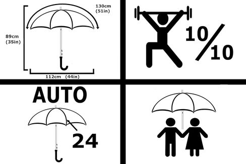COLLAR AND CUFFS LONDON - 24 Ribs for Super-Strength - Windproof 60mph Extra Strong - Triple Layer Reinforced Frame with Fiberglass - Auto - Hook Handle Wood - Rainbow Canopy Umbrella in Saudi Arabia