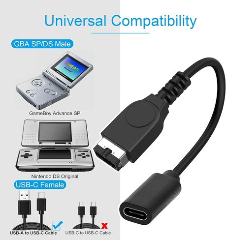 GBA SP to USB C Adapter, USB Type C Adapter for Nintendo DS Original and Gameboy Advance GBA SP Consoles Charging Cable, 2 Pack in Kuwait