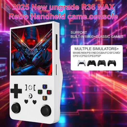 R36MAX Retro Handheld Game Console ، شاشة IPS OCA HD MIPI مقاس 4 بوصات ، نظام Linux مفتوح المصدر و 18000 من الألعاب ، وحدة ألعاب فيديو محمولة 64 جيجابايت. (أسود) in Kuwait