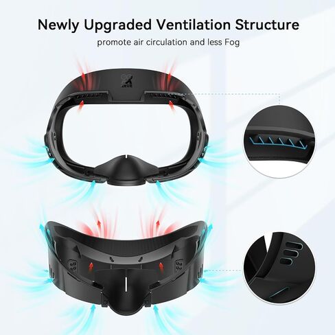 وسادة غطاء الوجه AMVR متوافقة مع ملحقات Meta/Oculus Quest 3، مع 2 وسادة بديلة ناعمة من البولي يوريثان للوجه in Kuwait
