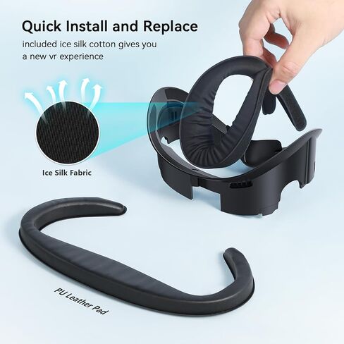 وسادة غطاء الوجه AMVR متوافقة مع ملحقات Meta/Oculus Quest 3، مع 2 وسادة بديلة ناعمة من البولي يوريثان للوجه in Kuwait