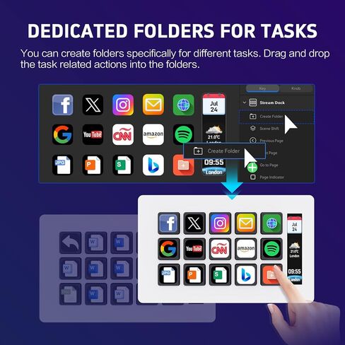 Basicolor Macro Pad,Stream Controller Deck with 15 Customizable Macro Keys Compatible with OBS/PowerPoint/Excel/Youtube/Word/Photoshop/Adobe Premiere Pro Windows 10/Mac14.0 (293SV3) Black in Kuwait