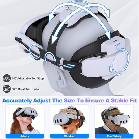 Kawaye Batery Head Strap for Meta Quest 3S/3/2, Hot-swappable Batery Pack 2X7500mAh&Charger Dock Extend 6-8Hrs,Double Knobs Adjustable VR Headset Strap Enhanced Support&Reduce Pressure-MQ2000 in Saudi Arabia