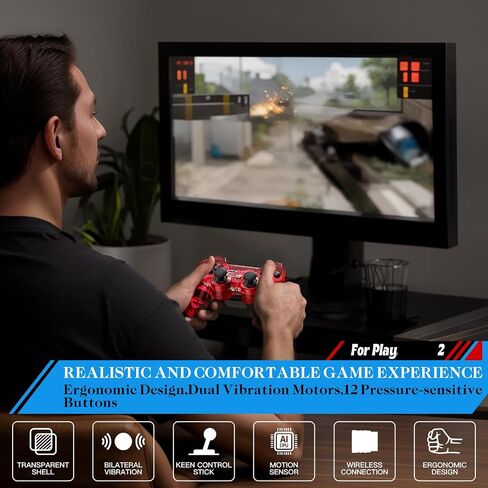 وحدة التحكم اللاسلكية Degulan متوافقة مع وحدة التحكم PS-2 ، GamePad عن بُعد للعب 2 (Clearred و ClearBlue) in Kuwait