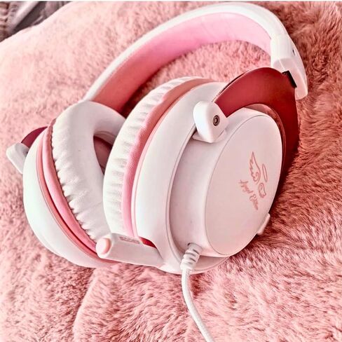 SADES MPOWER Stereo Gaming Headset for PS4, PC, Mobile, Noise Cancelling Over Ear Headphones with Retractable and Flexible Mic & Soft Memory Earmuffs for Laptop Nintendo Switch Games-Angel Edition in Kuwait