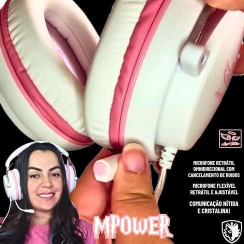 SADES MPOWER Stereo Gaming Headset for PS4, PC, Mobile, Noise Cancelling Over Ear Headphones with Retractable and Flexible Mic & Soft Memory Earmuffs for Laptop Nintendo Switch Games-Angel Edition in Kuwait