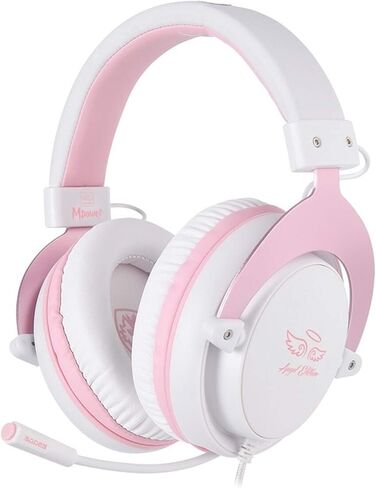 SADES MPOWER Stereo Gaming Headset for PS4, PC, Mobile, Noise Cancelling Over Ear Headphones with Retractable and Flexible Mic & Soft Memory Earmuffs for Laptop Nintendo Switch Games-Angel Edition in Kuwait