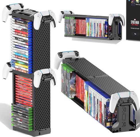 حامل تخزين Tower Tower Rack Discing Store Universal ل PS5/ PS4/ Xbox One/ Series/ Nintendo Switch Game ، DVD/ Game Organizer Shelf Displan in Kuwait