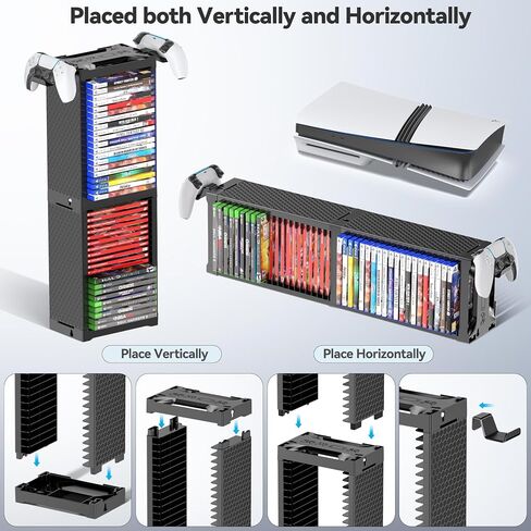 حامل تخزين Tower Tower Rack Discing Store Universal ل PS5/ PS4/ Xbox One/ Series/ Nintendo Switch Game ، DVD/ Game Organizer Shelf Displan in Kuwait