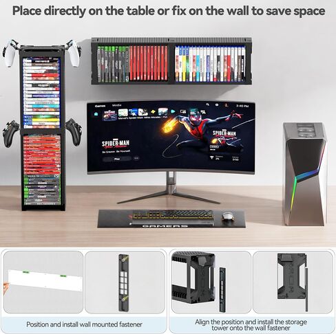 حامل تخزين Tower Tower Rack Discing Store Universal ل PS5/ PS4/ Xbox One/ Series/ Nintendo Switch Game ، DVD/ Game Organizer Shelf Displan in Kuwait