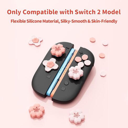 Geekshare Sakura Cross D-Pad Caps Caps Thumb Grip Set متوافق مع Switch 2 ، أزرار مفتاح Abxy Cover Cover for Switch 2 ، Cherry Pink in Saudi Arabia