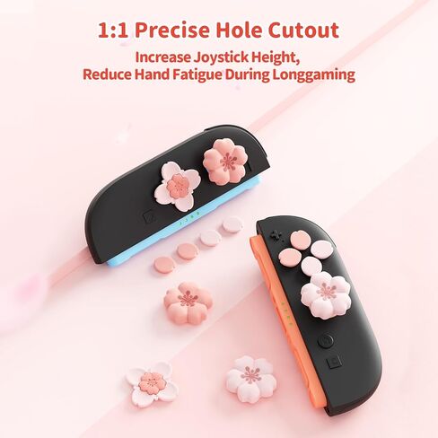 Geekshare Sakura Cross D-Pad Caps Caps Thumb Grip Set متوافق مع Switch 2 ، أزرار مفتاح Abxy Cover Cover for Switch 2 ، Cherry Pink in Saudi Arabia