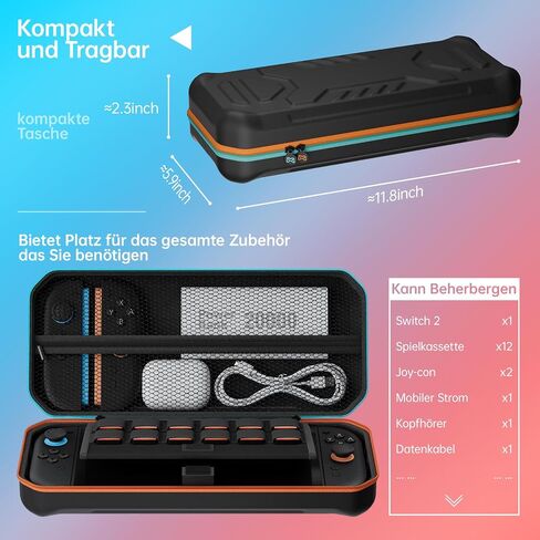 Hosanwell Switch2 13 in 1 Accessories Set for 2025 Nintendo Switch2 Model,Switch2 Hard Carrying Case with Switch2 Protective Case,8 Thumb Grip,2 Screen Protector,1 Stand in Saudi Arabia