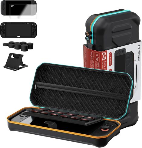 Hosanwell Switch2 13 in 1 Accessories Set for 2025 Nintendo Switch2 Model,Switch2 Hard Carrying Case with Switch2 Protective Case,8 Thumb Grip,2 Screen Protector,1 Stand in Saudi Arabia