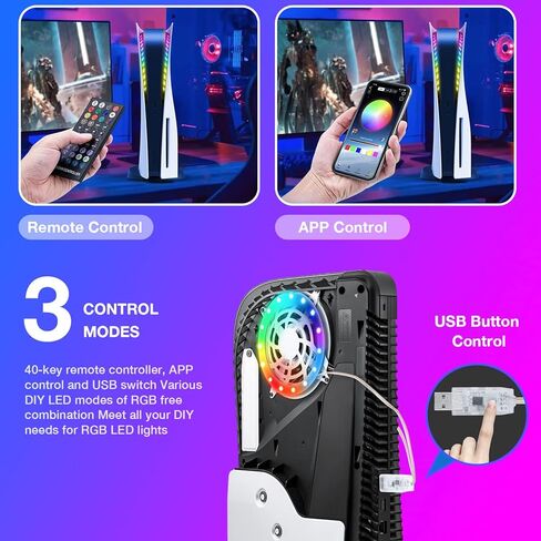 مروحة التبريد JUSPRO لإكسسوارات PS5 ، مروحة باردة هادئة مع LED LED لـ PlayStation 5 Console/PlayStation 5 Digital Edition & Ultra HD Game Console in Kuwait