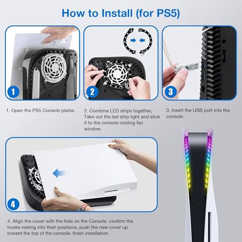 مروحة التبريد JUSPRO لإكسسوارات PS5 ، مروحة باردة هادئة مع LED LED لـ PlayStation 5 Console/PlayStation 5 Digital Edition & Ultra HD Game Console in Kuwait