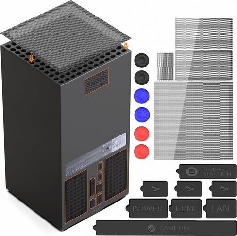 Dust Filter for Xbox Series X Console- 8 Silicone Plugs and 4 PVC Meshs Set, Anti-Dust Vent Cover Dustproof Case X-Series X Accessories with 6 Thump Grip Caps for Xbox Controllers in Kuwait