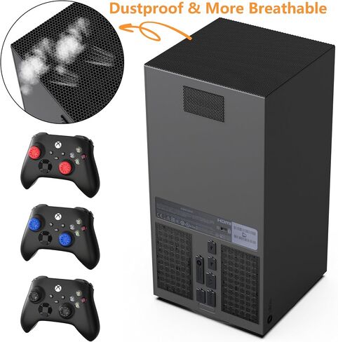 Dust Filter for Xbox Series X Console- 8 Silicone Plugs and 4 PVC Meshs Set, Anti-Dust Vent Cover Dustproof Case X-Series X Accessories with 6 Thump Grip Caps for Xbox Controllers in Kuwait