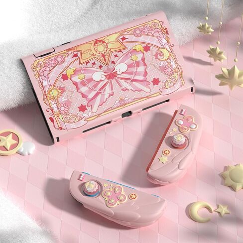 playvital Magic Wings Protective Case with Stand for Nintendo Switch 2 | Joycon Silicone Grips, PC Console Hard Shell, 2 Joystick Caps | Cute Animal Accessories Dockable Cover for Switch 2 - Pink in Saudi Arabia