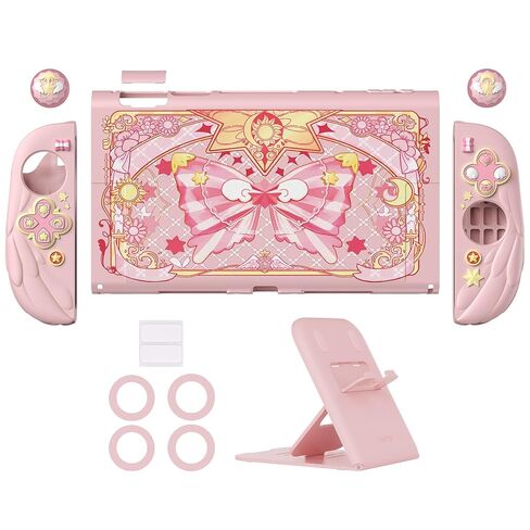 playvital Magic Wings Protective Case with Stand for Nintendo Switch 2 | Joycon Silicone Grips, PC Console Hard Shell, 2 Joystick Caps | Cute Animal Accessories Dockable Cover for Switch 2 - Pink in Saudi Arabia