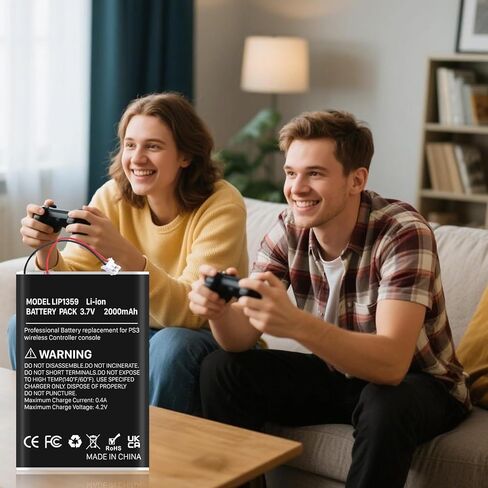 بطارية وحدة تحكم PS3 ، 2 PCS LIP1395 استبدال البطارية لـ Sony PS3 PlayStation Cechzc2e Cechzc2u Controller مع كابل USB (2000 مللي أمبير في الساعة) in Kuwait