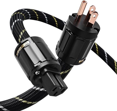 Audiophile Hifi 3.28ft AC Power-Cord-7 AWG ، 4N النوى النحاسية الخالية من الأكسجين ، كابل صوت الطاقة ، مع جديلة نايلون ، 3 سلك طاقة شاق ، NEMA 5-15p إلى C13 سلك الطاقة (3.28 قدم/1M) in Kuwait