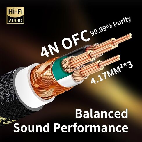Audiophile Hifi 3.28ft AC Power-Cord-7 AWG ، 4N النوى النحاسية الخالية من الأكسجين ، كابل صوت الطاقة ، مع جديلة نايلون ، 3 سلك طاقة شاق ، NEMA 5-15p إلى C13 سلك الطاقة (3.28 قدم/1M) in Kuwait