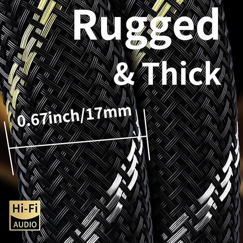 Audiophile Hifi 3.28ft AC Power-Cord-7 AWG ، 4N النوى النحاسية الخالية من الأكسجين ، كابل صوت الطاقة ، مع جديلة نايلون ، 3 سلك طاقة شاق ، NEMA 5-15p إلى C13 سلك الطاقة (3.28 قدم/1M) in Kuwait