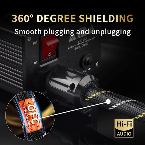Audiophile Hifi 3.28ft AC Power-Cord-7 AWG ، 4N النوى النحاسية الخالية من الأكسجين ، كابل صوت الطاقة ، مع جديلة نايلون ، 3 سلك طاقة شاق ، NEMA 5-15p إلى C13 سلك الطاقة (3.28 قدم/1M) in Kuwait