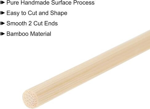 قضبان وتد خشبية من MECCANIXITY، 50 سم/20 عصا خشبية لقضيب وتد دائري، 3 مم/0.12 بوصة عصا خيزران للحرف الفنية، دعامات كشك الصور، نموذج بناء DIY، 100 حزمة in Kuwait