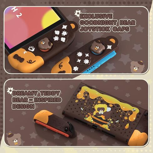 playvital Good Night Bear Dockable Case for Nintendo Switch 2 with Stand | Split Design Silicone Joycon Grips, PC Console Hard Shell, 2 Joystick Caps | Cute Protective Cover Bundle – Midnight Blue in Saudi Arabia
