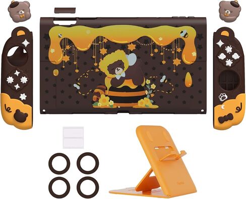 playvital Good Night Bear Dockable Case for Nintendo Switch 2 with Stand | Split Design Silicone Joycon Grips, PC Console Hard Shell, 2 Joystick Caps | Cute Protective Cover Bundle – Midnight Blue in Saudi Arabia