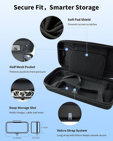 HolyFort 14 in 1 Accessories Set for PlayStation Portal Remote Player – Carrying Case, Silicone Protective Cover, 2 Screen Protectors, 4 Thumb Grips for PS5 Portal, with Cleaning Kit – Black in Saudi Arabia