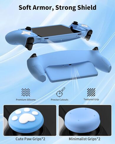 HolyFort 14 in 1 Accessories Set for PlayStation Portal Remote Player – Carrying Case, Silicone Protective Cover, 2 Screen Protectors, 4 Thumb Grips for PS5 Portal, with Cleaning Kit – Black in Saudi Arabia