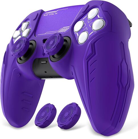 Playvital Silicone Skin مجموعة لوحدة تحكم PS5 - شحن قفص الاتهام ، حالة حماية كاملة مع تصميم Cybermech المستقبلي ، والغطاء الناعم مع قبضة الإبهام والملصقات - سباق الأخضر in Kuwait