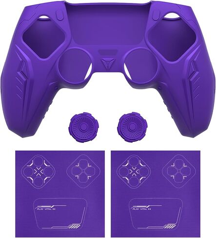 Playvital Silicone Skin مجموعة لوحدة تحكم PS5 - شحن قفص الاتهام ، حالة حماية كاملة مع تصميم Cybermech المستقبلي ، والغطاء الناعم مع قبضة الإبهام والملصقات - سباق الأخضر in Kuwait