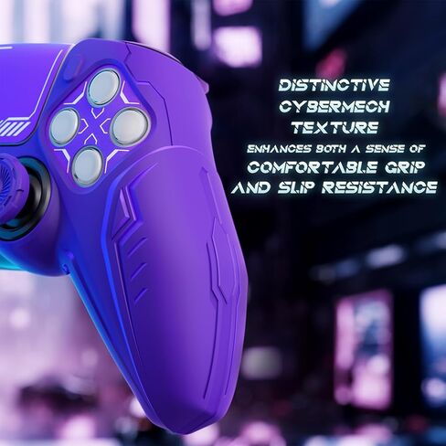Playvital Silicone Skin مجموعة لوحدة تحكم PS5 - شحن قفص الاتهام ، حالة حماية كاملة مع تصميم Cybermech المستقبلي ، والغطاء الناعم مع قبضة الإبهام والملصقات - سباق الأخضر in Kuwait